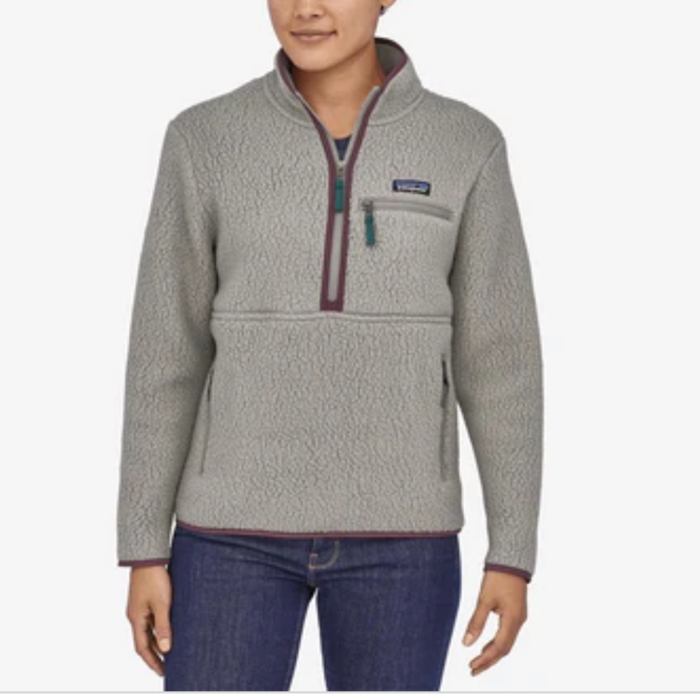 PATAGONIA RETRO PILE MARSUPIAL FLEECE PULLOVER WOMEN'S FEATHER GREY
